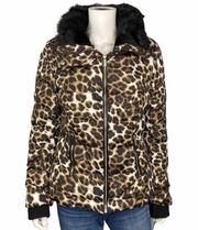 New York & Co. NEW Leopard Puffer Jacket Size L