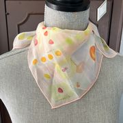 Vintage Silk Fruit Print Square Scarf