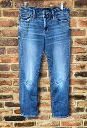 Lucky Brand Medium Wash Blue Distressed Denim Sweet Crop Jeans Women's Size 4/27