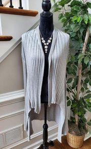 Apt.9 Women's Gray Cotton Long Sleeve Open Front Cardigan Sweater Size Small