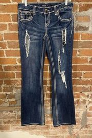 Premium Womens Size 7 Distressed Ripped Boot Cut