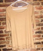 Cherish Brown Velour Eyelet Mini Dress Women's Size Small