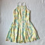 SUGARLIPS Yellow Floral Halter Neck Mini Dress Size Small