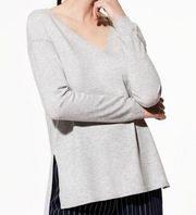 Aritzia Babaton light gray Erin wool linen blend v-neck sweater size XS