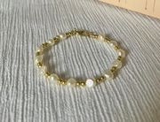 “Belize” Freshwater Pearl Gold Bead Bracelet Classic Beachy Layering