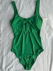 NWT Aerie Green Lace Up One Piece Swim Suit Long