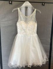 Beautiful sequin bodice white dress with scarf