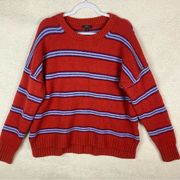 J Crew Womens Lg Oversized Striped Crewneck Sweater in Supersoft Yarn Wool/Alpac