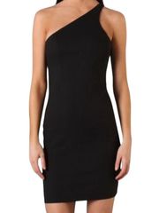 T Alexander Wang Stretch Cotton One Shoulder Mini Dress Black Size 10 NWT