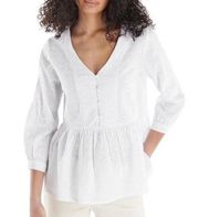 Barbour White Eyelet Bindweed 3/4 Sleeve Top 10