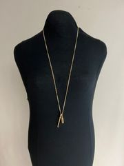 VS Golden Lock+Key Long Statement Necklace NWT