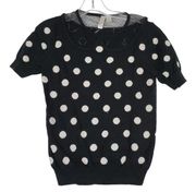 Y2K XXI Exclusive Short Sleeve Sweater Women's Small Black White Polka Dot Mesh