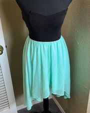 Strapless color block high-low dress