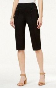 NWT Style & Co Deep Black Zip Pull On Skimmer Bermuda Shorts Size XXLarge Black