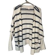 C&C California White & Navy Blue Striped Opened Front Knit Cardigan Women Sz S