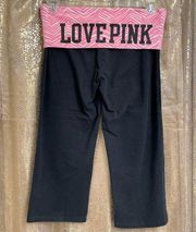 PINK Victorias Secret Y2K Pink Zebra Rhinestone Fold over Bling Capris Large