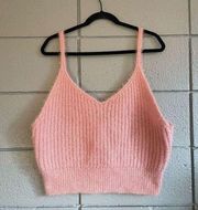 Women’s Eloquii Soft Fuzzy Cropped Tank Top in Pink size 18/20