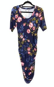 Motherhood Maternity Women's Sz S Ruched Bodycon Dress Short Sleeve Multicolor