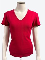 Ann Taylor Cotton Spandex Blend Dressy Red T-Shirt Size M