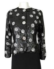1986 Bill Blass Well Documented White Button & Dot Sequin Jacket Size Small