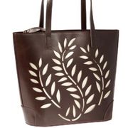 Tommy Bahama Palms Cage N/S Tote Brown Leather & Metallic Gold NWT