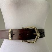 Vintage Brighton Dark Brown Leather Western Belt