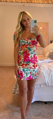 Floral Puff Sleeve Mini Dress