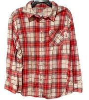 Ava & Viv Plus size Womens Red Flannel Long sleeve button front shirt Size 2X