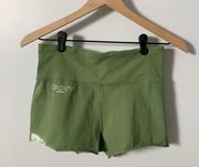 Sport Green Athletic Athleisure Shorts White Tie Dye Accent Waist Pocket M