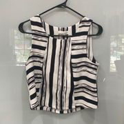 Sugarlips Women's Sleeveless Black and White Striped Pleated Crop Top Sz XS