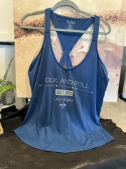 Racerback Tank Top Size XL  Cotton, polyester and spandex material. Flat measurements: Length 28” Width from armpit to armpit 22”. Blue/silver color   Used - Like New Reasonable offers are accepted.