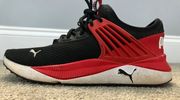 Red white and black  tennis shoes