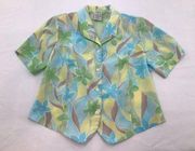 Allison Dailey Vintage 80s 90s Button Front Short Sleeve Blouse Size 6 Petite