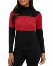 Karen Scott Exposed Seam Colorblock Turtleneck Sweater