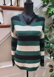 Fab'rik Women's Multicolor Chunky Scoop Neck Long Sleeve Knit Sweater Size S/M