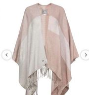 Soia & Kyo - Light Pink & Cream Colorblocked Open Poncho w/ Scarf Hem OS