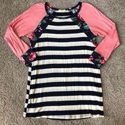 Twenty Second women’s small striped / floral top