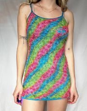 2000s Rainbow Fuzz Dress