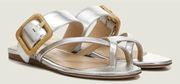 Veronica Beard Salva Metallic Leather Sandals Sz.7.5