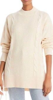 WAYF Dani Chunky Cable Knit Oversized High Neck Tunic Sweater Top Lace Up Side S