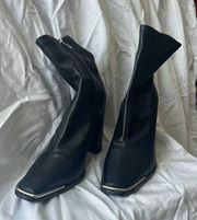 Black Leather Sock Boots