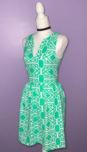 Green and White Patterned Dress