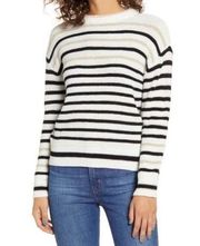 Love By Design LS Stripe Pullover Sweater Cream Black Large