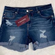 Mid Rise Denim Shorts