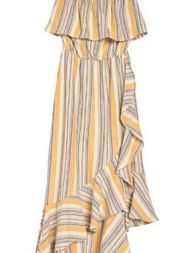 yellow strapless linen dress M