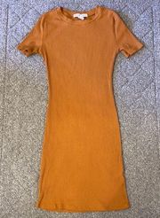 Eye Candy Light Brown T-shirt Ribbed Midi Dress