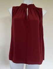 Antonio MELANI Silk Mock Neck Top Red MEDIUM Womens Sleeveless