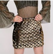 Checker Gold Sequin Mini Skirt