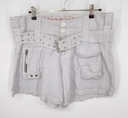 Pete & Greta By Johnny Was Linen Y2K Lightweight Cargo Shorts Sz 6 Women's Gray