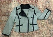 ‘Ice Blue Tweed Moto Full Zip Motorcycle Jacket’